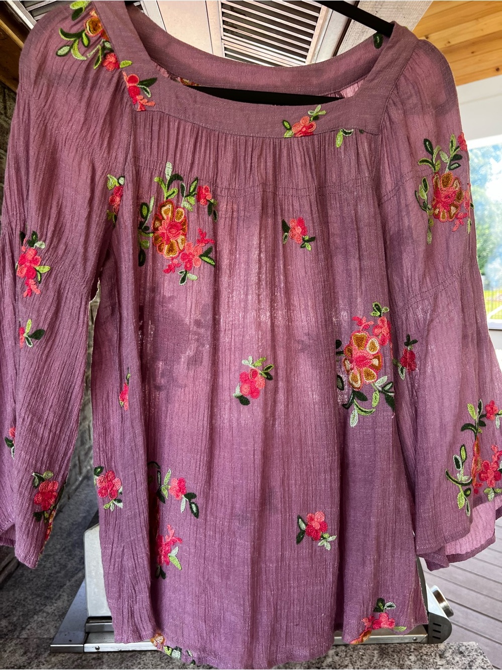 Anthropologie- fig and flower Purple Blouse with Tree Logo Tag